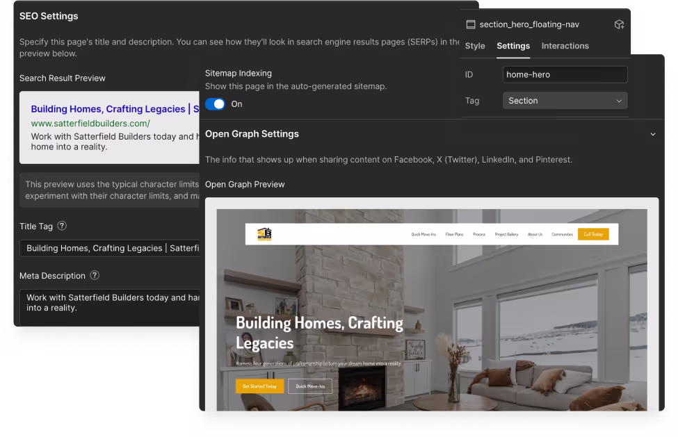 meta data and description for a home